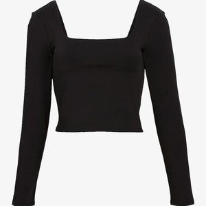 Express, Body Contour High Compression Square Neck Long Sleeve Cropped Tee, Sz M